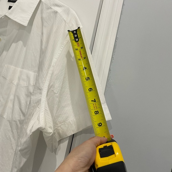 Banana republic XL grant fit white short sleeve stripe dress shirt - Picture 3 of 3